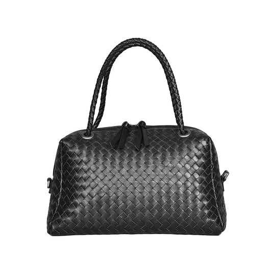 Luxury Women's Lambskin Woven Boston Crossbody Bag | Handcrafted Versatile Shoulder Bag
