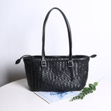 Handwoven Cowhide Leather Basket Tote Bag | Women's Shoulder Hobo Bag