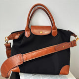 Recycled Nylon & Cowhide Leather Work Tote Bag – Handmade, 3 Sizes | Personalised Initials, Laptop Bag, Waterproof, Anti-Slip Strap