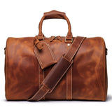 Handmade Full Grain Leather Duffle Bag – Vegetable-Tanned Cowhide Holdall | Brass Hardware, YKK Zippers & Padded Shoulder Strap - Image 2