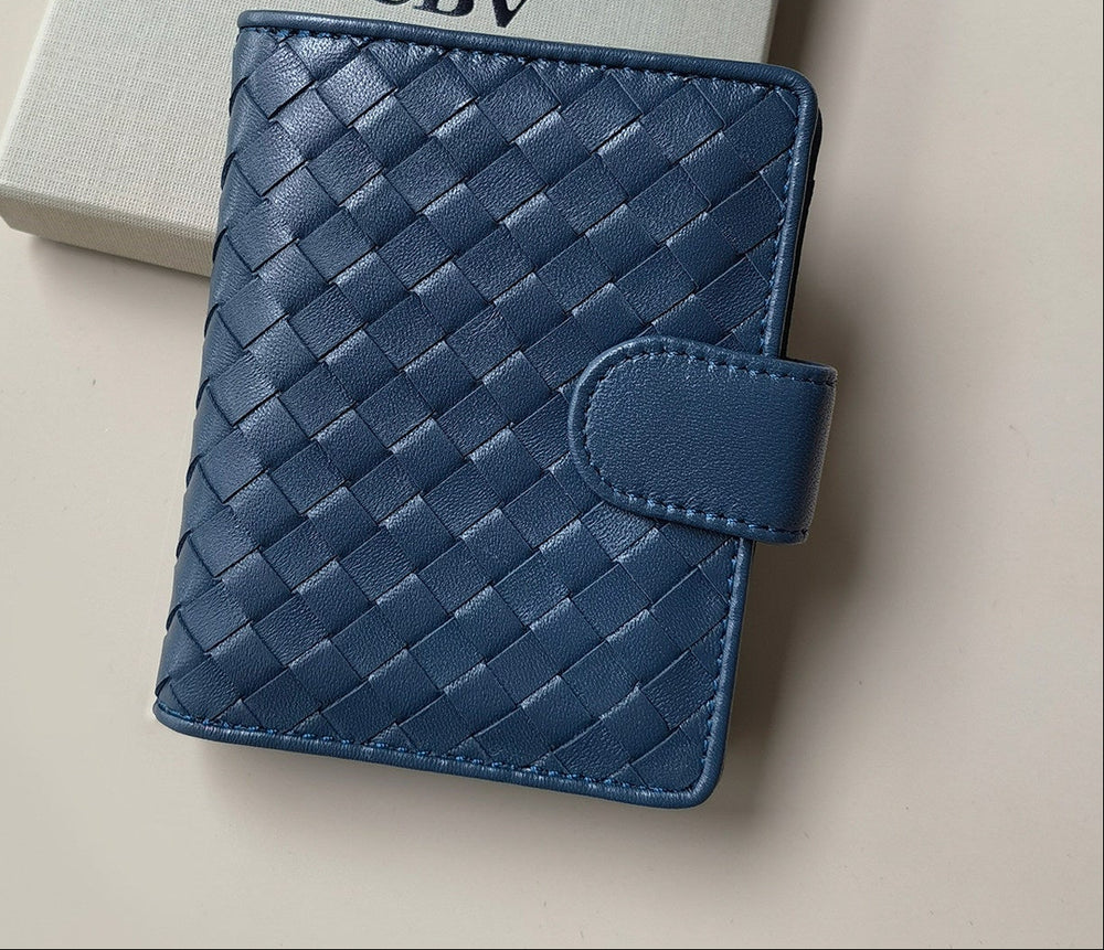 Small Lambskin Leather Interwoven Wallet, Women Woven Leather Cards Holder, Handcrafted Trifold Wallet, Designer Wallet, Women Purse - Image 7