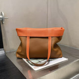 Reversible Full Grain Togo Leather Tote Bag | Two-Tone Everyday Carry Bag
