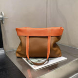 Reversible Full Grain Togo Leather Tote Bag | Two-Tone Everyday Carry Bag