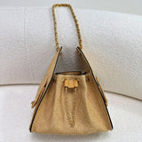 Quilted Diamond Leather Drawstring Hobo Bag – Gold Chain Strap | Lambskin & Cowhide Shoulder Bag for Women