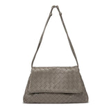 Luxury Handwoven Lambskin Crossbody Bag, Soft Leather Hobo Bag, Designer Craftsmanship Woven Flap Tote for Women