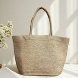 Raffia tote bag SKU comparison – multiple colourways of handwoven natural straw vacation bag