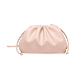 Silky Lambskin Leather Women's Cloud Bag With Pleated Design, Crossbody Clutch Party Bag