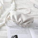 Silky Lambskin Leather Women's Cloud Bag With Pleated Design, Crossbody Clutch Party Bag