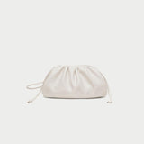 Silky Lambskin Leather Women's Cloud Bag With Pleated Design, Crossbody Clutch Party Bag