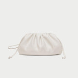 Silky Lambskin Leather Women's Cloud Bag With Pleated Design, Crossbody Clutch Party Bag