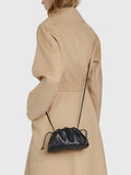 Silky Lambskin Leather Women's Cloud Bag With Pleated Design, Crossbody Clutch Party Bag