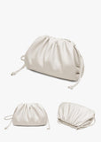Silky Lambskin Leather Women's Cloud Bag With Pleated Design, Crossbody Clutch Party Bag