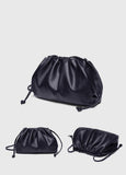 Silky Lambskin Leather Women's Cloud Bag With Pleated Design, Crossbody Clutch Party Bag