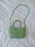 Small Woven Leather Basket Bag for Women | Handmade Cowhide Tote with Crossbody Strap