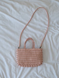 Small Woven Leather Basket Bag for Women | Handmade Cowhide Tote with Crossbody Strap