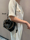 Soft Lambskin Leather Drawstring Cloud Bag | Chain & Knot Shoulder, Crossbody & Handbag for Women