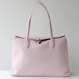 Soft Cowhide Leather Tote Bag | Minimalist Pebbled Shoulder Handbag with Turn-Lock Closure | Large Everyday Work Bag for Women