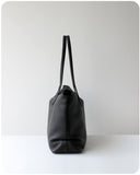 Soft Cowhide Leather Tote Bag | Minimalist Pebbled Shoulder Handbag with Turn-Lock Closure | Large Everyday Work Bag for Women
