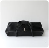 Soft Cowhide Leather Tote Bag | Minimalist Pebbled Shoulder Handbag with Turn-Lock Closure | Large Everyday Work Bag for Women