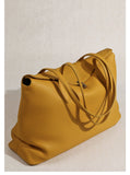 Soft Cowhide Leather Tote Bag | Minimalist Pebbled Shoulder Handbag with Turn-Lock Closure | Large Everyday Work Bag for Women