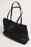 Soft Cowhide Leather Tote Bag | Minimalist Pebbled Shoulder Handbag with Turn-Lock Closure | Large Everyday Work Bag for Women