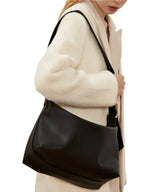 Soft Genuine Leather Hobo Shoulder Bag, Minimalist Slouchy Tote for Women, Vintage Cowhide Crossbody Bag