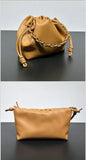 Soft Lambskin Leather Drawstring Cloud Bag | Chain & Knot Shoulder, Crossbody & Handbag for Women