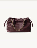 Soft Lambskin Leather Drawstring Cloud Bag | Chain & Knot Shoulder, Crossbody & Handbag for Women