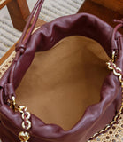 Soft Lambskin Leather Drawstring Cloud Bag | Chain & Knot Shoulder, Crossbody & Handbag for Women