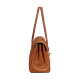 Structured Cowhide Leather Flap Tote | Gold Turn-Lock Top Handle Bag | Women's Work Handbag in Two Sizes