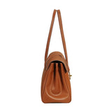 Structured Cowhide Leather Flap Tote | Gold Turn-Lock Top Handle Bag | Women's Work Handbag in Two Sizes - Image 6