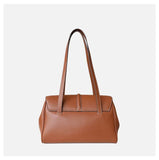 Structured Cowhide Leather Flap Tote | Gold Turn-Lock Top Handle Bag | Women's Work Handbag in Two Sizes