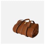 Structured Cowhide Leather Flap Tote | Gold Turn-Lock Top Handle Bag | Women's Work Handbag in Two Sizes