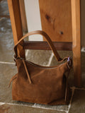 Suede Cowhide Leather Hobo Bag | Women's Slouchy Shoulder & Crossbody Tote
