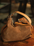 Suede Cowhide Leather Hobo Bag | Women's Slouchy Shoulder & Crossbody Tote