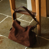 Suede Cowhide Leather Hobo Bag | Women's Slouchy Shoulder & Crossbody Tote
