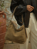 Suede Cowhide Leather Hobo Bag | Women's Slouchy Shoulder & Crossbody Tote