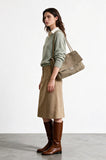 Suede Cowhide Shoulder Bag | Large Vintage Commuter Tote | Genuine Leather Women's Bag