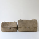 Suede Cowhide Shoulder Bag | Large Vintage Commuter Tote | Genuine Leather Women's Bag