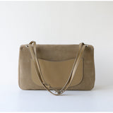Suede Cowhide Shoulder Bag | Large Vintage Commuter Tote | Genuine Leather Women's Bag