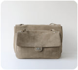 Suede Cowhide Shoulder Bag | Large Vintage Commuter Tote | Genuine Leather Women's Bag