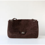 Suede Cowhide Shoulder Bag | Large Vintage Commuter Tote | Genuine Leather Women's Bag