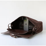 Suede Cowhide Shoulder Bag | Large Vintage Commuter Tote | Genuine Leather Women's Bag