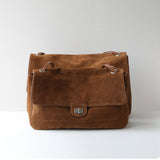 Suede Cowhide Shoulder Bag | Large Vintage Commuter Tote | Genuine Leather Women's Bag