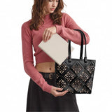 Summer Handmade Leather Tote Bag, Hollow Carved Basket Shoulder Bag, Designer Cowhide Handbag for Wome