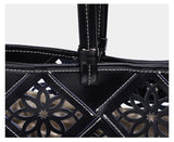 Summer Handmade Leather Tote Bag, Hollow Carved Basket Shoulder Bag, Designer Cowhide Handbag for Wome