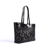 Summer Handmade Leather Tote Bag, Hollow Carved Basket Shoulder Bag, Designer Cowhide Handbag for Wome