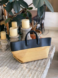 Summer Raffia Woven Tote Bag with Calf Leather Trim, Large Beach Bag, Vacation & Everyday Handbag