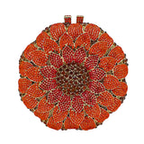 Sunflower Rhinestone Evening Bag, Bridal Wedding Clutch, Handcrafted Floral Party Bag, Crystal Clutch Purse for Formal Events