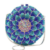 Sunflower Rhinestone Evening Bag, Bridal Wedding Clutch, Handcrafted Floral Party Bag, Crystal Clutch Purse for Formal Events
